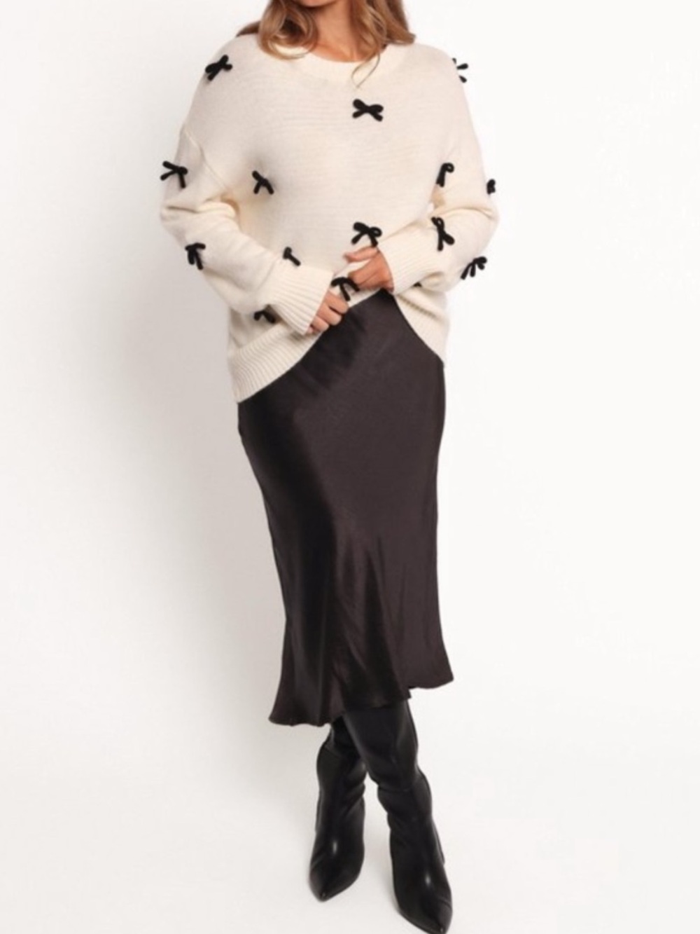 Petal & Pug Voss Bow Knit Sweater Pullover Size M